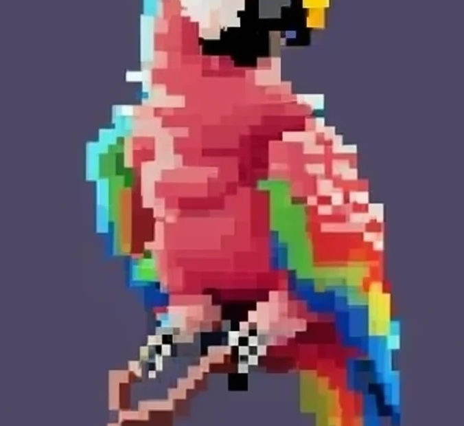 Craiyon generated image of a pixel art parrot